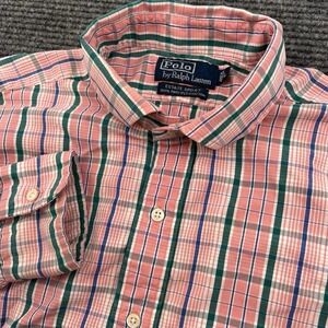 Polo Ralph Lauren Estate Sport Long‎ Sleeve Men's Large Pink Green Plaid Vintage
